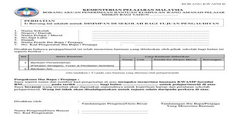 Bantuan persekolahan maipk adalah bantuan untuk mereka yang tergolong dalam asnaf fakir dan miskin. Borang Akuan Penerimaan Bantuan Kwapm Lampiran D