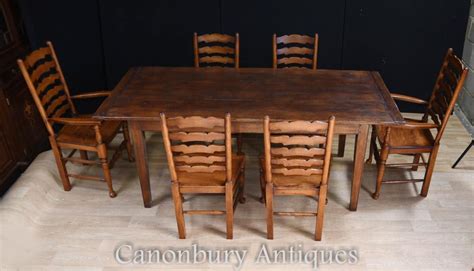 Chairs dining room dinning chairs set dining chair dining room furniture. Oak Refectory Table Set 6 Ladderback Chairs Farmhouse ...