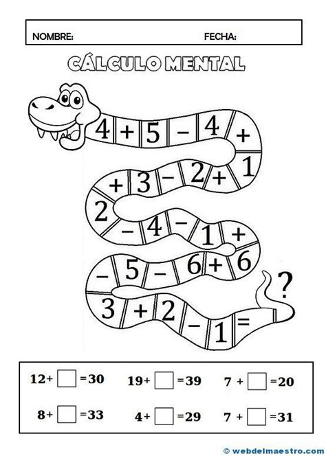 Potenciar las habilidades mentales mediante el juego es una opción atractiva para los estudiantes. Calculo-ficha 7 | Matemáticas para niños, Desafio matematico y Olimpiadas matematicas