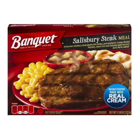 Mechanically separated chicken, pork, water, beef, textured vegetable. Banquet Salisbury Steak Meal | Hy-Vee Aisles Online ...