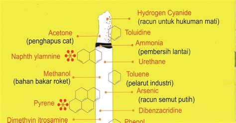 Beberapa bahan kimia yang terkandung di dalam rokok: "MY WORLD": Kandungan dan Bahaya Rokok