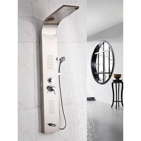 High quality led shower panel tower system, rainfall and mist head rain massage jets stainless steel shower fixtures. High End Stainless Steel Shower Screen Faucet System