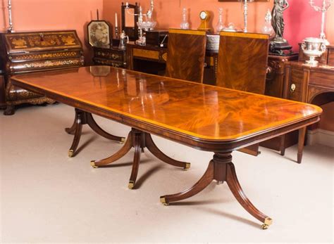 Custom made table and bench with double. Bespoke Three Pillar Mahogany Dining Table and 16 Chairs ...