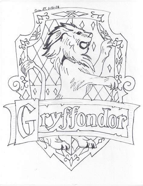 Le logo de harry potter indique le personnage principal du roman fantastique qui rassemble mystère, légende et aventure. Harry Potter Gryffindor Crest Coloring Page | Harry potter ...