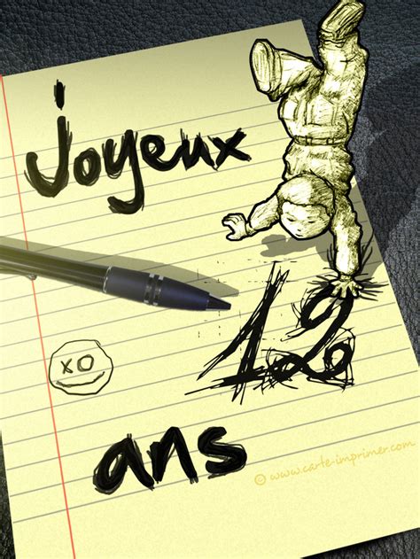 A vous de préciser sur les cartons d'invitation. style carte anniversaire garcon 12 ans