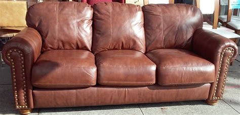 Blue leather sofas and loveseats. UHURU FURNITURE & COLLECTIBLES: SOLD Lane Button Down Leather Sofa - $265