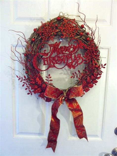 Finally the tree is decorated with candles and. Christmas wreath features grapevine wreath spray painted god with metallic red accents. Velvet ...