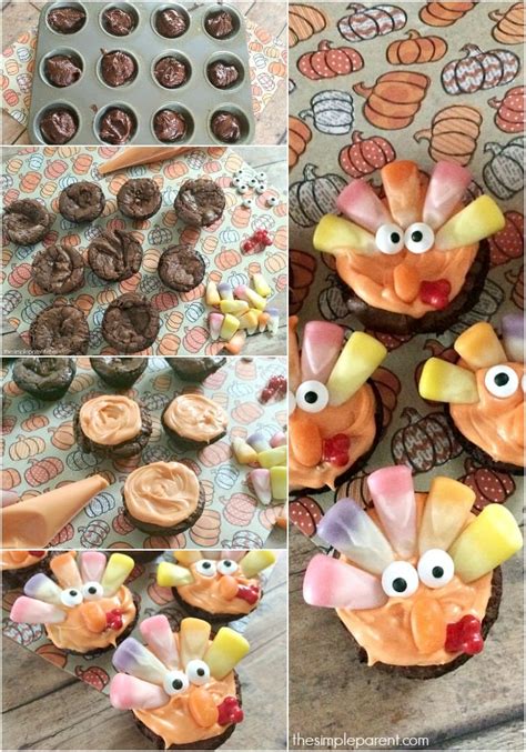 Be sure to get this video to 2,000+. Make Cute Easy Thanksgiving Treats with Turkey Brownie Cups • The Simple Parent