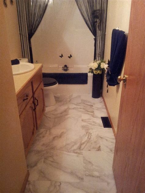 Elegant vinyl tile marble look by Cash n Carry Carpets ...