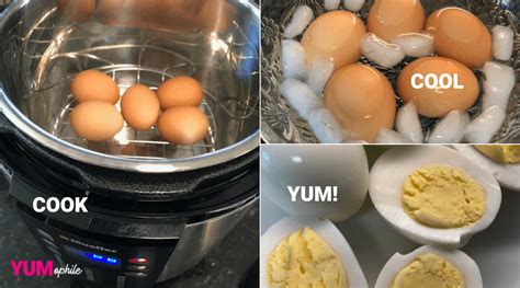 After 15 minutes, place the eggs in the ice water and allow them to cool completely (about 15 minutes). Perfect 5 Minute Pressure Cooker Hard Boiled Eggs - Yumophile
