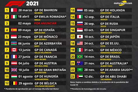 Click on any gp for schedule details, dates, times & full weekend program. F1 - Domenicali: "¿Calendario 2021? Tenemos alternativas"