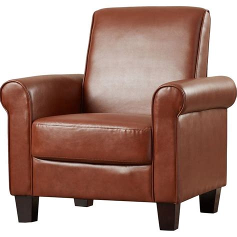 Comfortably padded seat and back cushions are finished in rich faux leather for an elegant finishing touch. Ravenwood Faux Leather Armchair | Club chairs living room ...