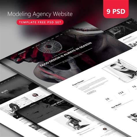 Download free responsive website templates and widgets. Modeling Agency Website Template Free PSD Set Download ...