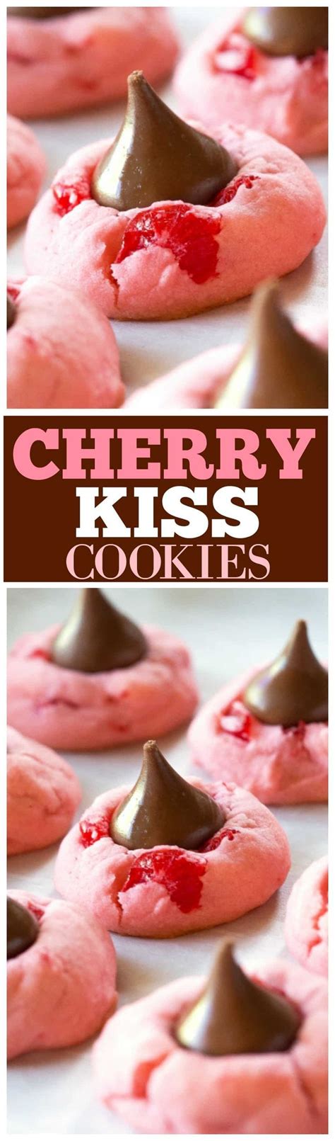 Hershey kiss christmas cookies these christmas thumbprint cookies with hershey's kiss in the middle have the festive colors and flavors of the most popular holiday of the year. Cherry Kiss Cookies | Recipe | Kiss cookies, Food recipes ...