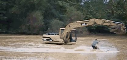 Both the textual and visual content are. Excavator waterskiing | Water skiing, Funny pictures ...