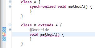 This post illustrates their differences by using two simple examples. Overriding synchronized methods in Java - Stack Overflow