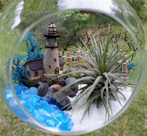 Very cool stands on the desktop. Lighthouse Air Plant Terrarium Kit Large 6" Hanging Or ...