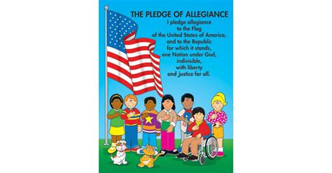 I pledge allegiance to the flag of the united states of america and to the republic for which it stands, one nation, under god, indivisible, with liberty and justice for all. today, only half of the 50 states have laws that require kids to recite the pledge. The Pledge of Allegiance Chart - CD-6111 | Carson Dellosa ...