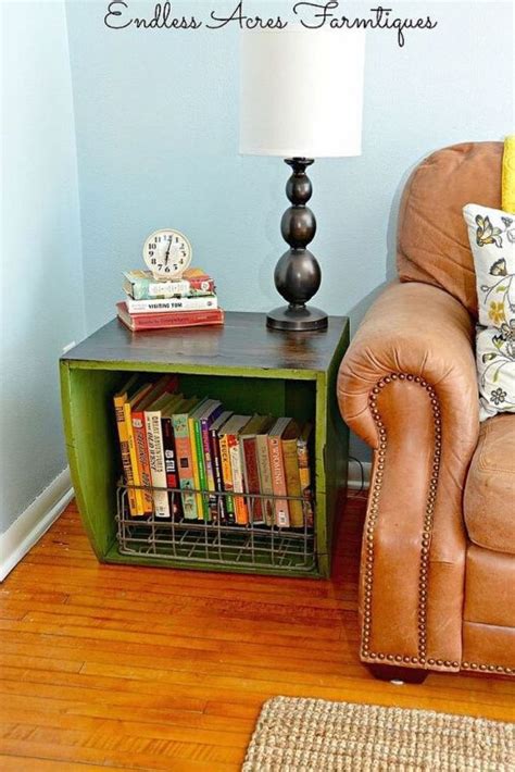 I am so excited about this wood bleached potato box makeover! DIY Side Table Repurposed Potato Bins Idea | Decorating on ...