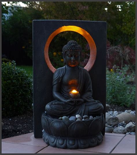 Was ist ein buddha brunnen? Brunnen / Zimmerbrunnen BUDDHA 58 cm ho. mit LED Licht ...