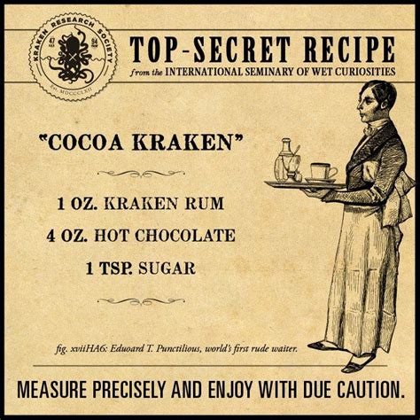 An easy mix of 25ml kraken rum with 250ml ginger beer to make a long drink topped with a lime wedge. Cocoa Kraken | Drinks alcohol recipes, Kraken rum ...