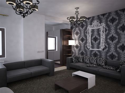Schwarz ist so cool und mutig. Bilder - 3D Interieur Wohnzimmer Schwarz-Weiß 'Valea ...