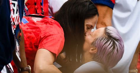 She scored a goal in the finals of womens world cup. Megan Rapinoe Celebrates World Cup Victory with a Kiss ...
