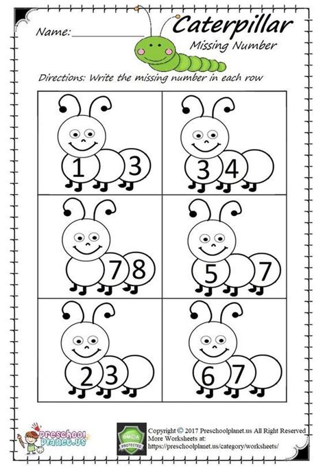 What comes before and after a number. Missing Number Worksheet Pdf easy and printable ...