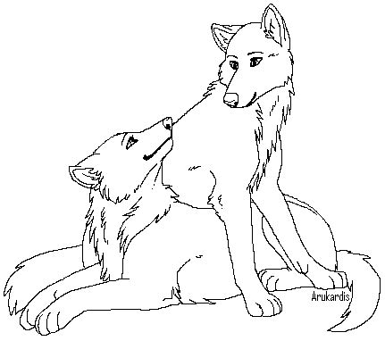 Wolf cuddle lineart (paint friendly) by rikkuwolfsbane on deviantart couple of wolves i drew while on my trip and in the toronto airport for a fun 12 hours. Arthur and Merlin as wolves by FaPingMulan on DeviantArt