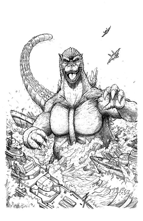 Godzilla vs king ghidorah coloring pages. Раскраска Годзилла