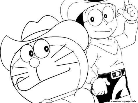 Cat and doraemon cartoon s18bf8. Cowboy Doraemon And Nobita Free F20b Coloring Pages Printable