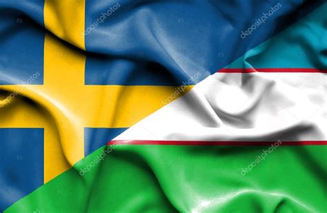 Played on september 05, 2021. Viftande flagga uzbekistan och Sverige — Stockfotografi © Alexis84 #75829121