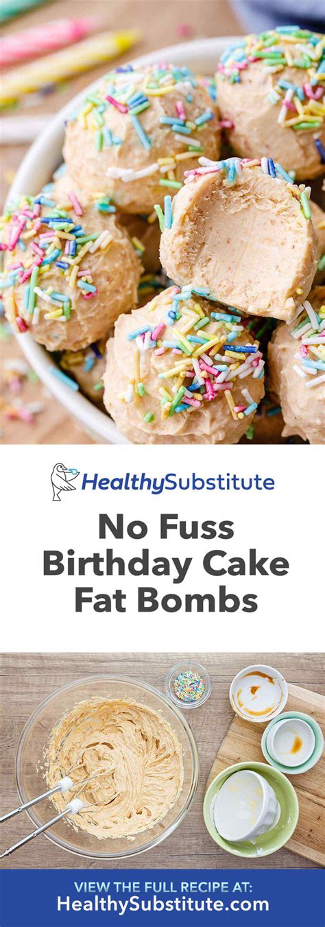 First birthdays (or second or third) can be stressful when your child has a limited number of safe foods. No Fuss Birthday Cake Fat Bombs - Healthy Substitute