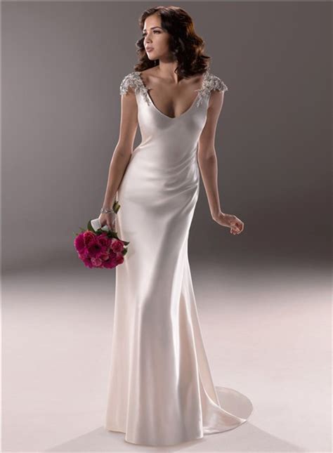 Dorris wedding offers tons of high quality collections at affordable prices. Sexy Sheath Deep V Neck Cap Sleeve Backless Ivory Satin ...