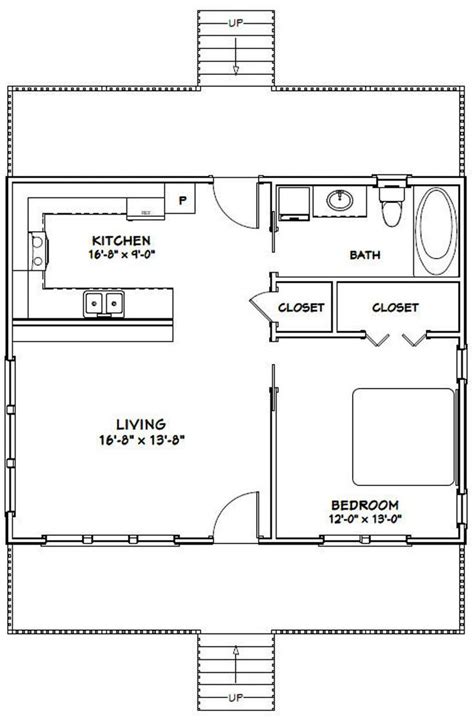 Effective 3 bedroom house plans entitled as 3 bedroom floor plan with dimensions pdf also describes and labeled as. 30x24 House 1-Bedroom 1-Bath 720 sq ft PDF Floor Plan ...