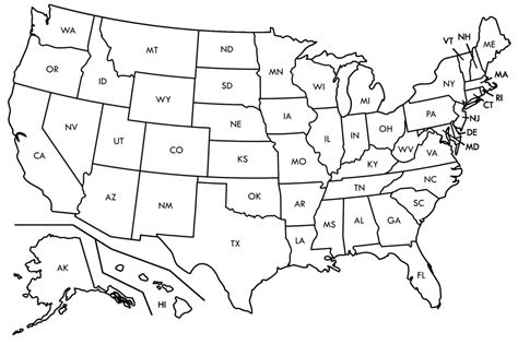 This is the highest power authorized to any am station in the united states. Black And White Map Us States Usa50Statebwtext Inspirational Best | Printable Blank Us Map Pdf ...