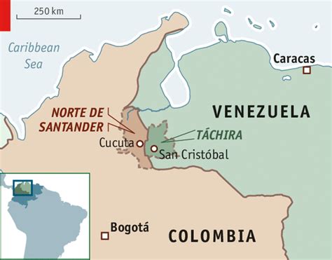 Colombia is a country in northwestern south america that has a coastline on both the atlantic and the pacific oceans. The dividing line - The Colombia-Venezuela border