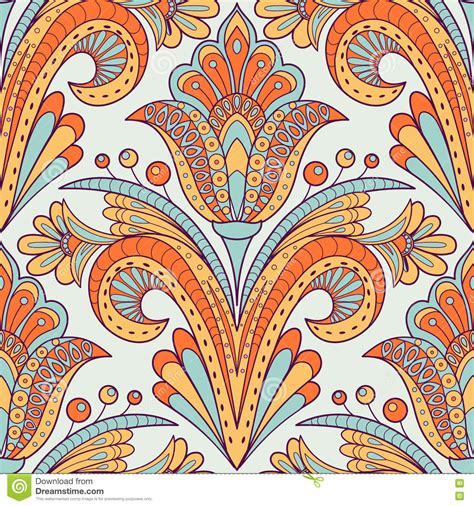 Floral damask pattern free vector. Floral Doodle Damask Pattern Stock Vector - Illustration ...