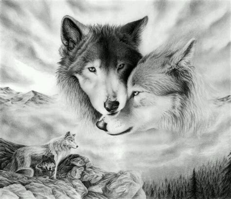 Start by drawing basic shapes that form the body of the. Black and white wolf couple (With images) | Cool wolf drawings, Wolf wallpaper, Wolf love