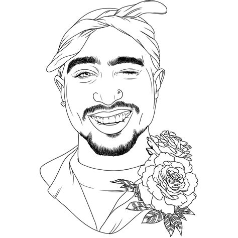Coloring pages are funny for all ages kids to develop focus, motor skills, creativity and color recognition. Tupac Coloring Pages Lineart by bainszi09 - XColorings.com