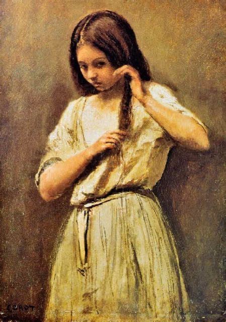 Annonces de belles femmes russes et ukrainiennes célibataires. Camille Corot, Jeune fille à la toilette : tableau de GRANDS PEINTRES et peinture de Corot