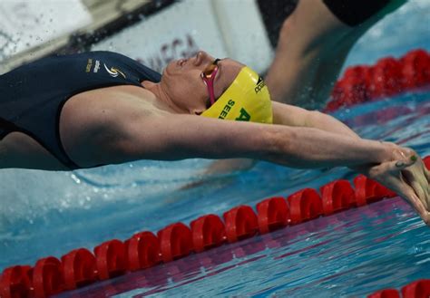 Mitchell larkin shares video of then girlfriend emily seebohm playing with their dog in the pool. Emily Seebohm Breaks 8 Year Old 100 Back Meet Record in ...