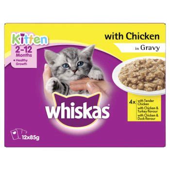 Get the best deals on whiskas cat food. Whiskas Kitten Wet Cat Food with Chicken in Gravy 12 X 85g ...