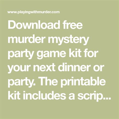 The setting for this mystery is the suburban home to tom dooley in kansas city, missouri. Pin on Mystery Party