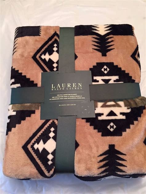 The mason blanket is defined by a dhurrie stripe print in a tonal palette inspired by the landscape of the american southwest. Ralph Lauren Blanket Tribal Indian Southwestern Fleece NWT ...