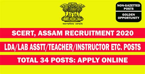 Candidates will be considered with a background in or as: SCERT, ASSAM RECRUITMENT 2020: APPLY ONLINE FOR LDA/LAB ...