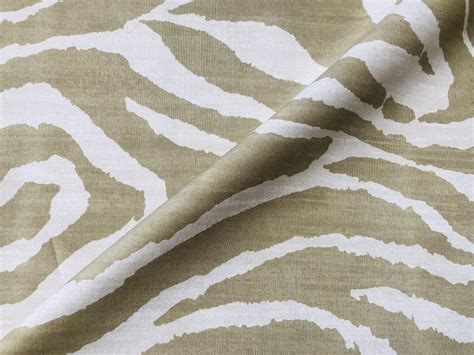 African BEIGE & CREAM Zebra Stripes Print Linen Look  