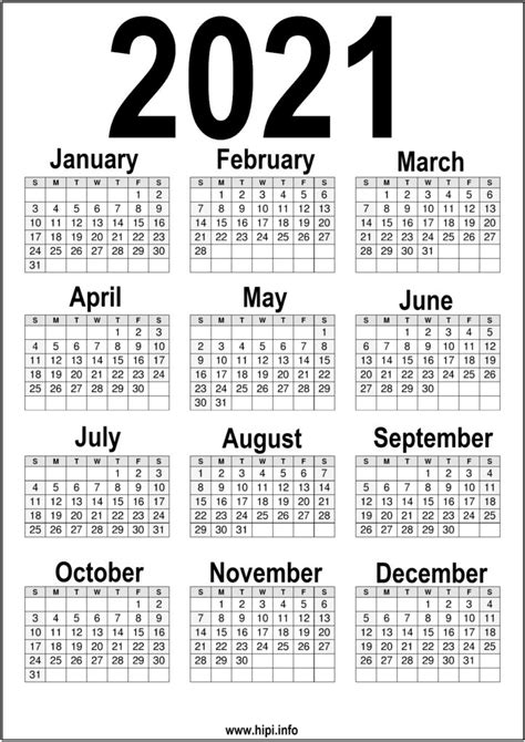 Want to change the logo on the calendars? Black and white Printable 2021 Calendar - Hipi.info