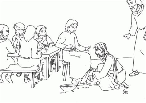 Jesus washing the disciples feet coloring page from jesus' holy week in jerusalem category. Jesus Washes Feet Coloring Page - Coloring Home