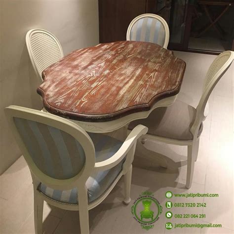 Meja Makan Oval Minimalis 4 Kursi | Jati Pribumi